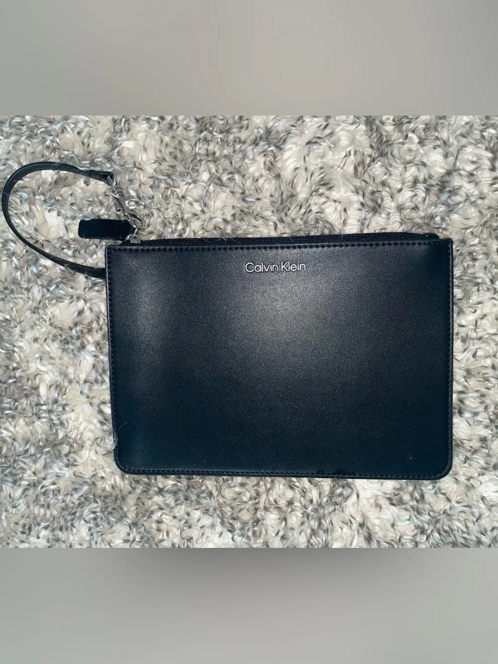 Calvin Klein Black Leather Wristlet